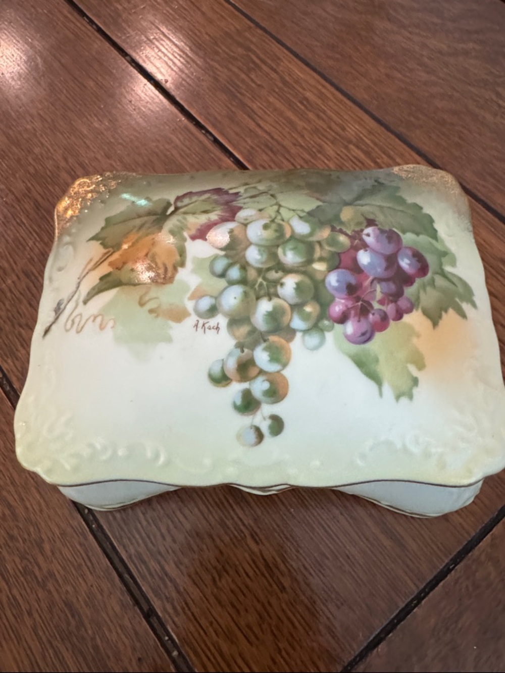 Hand-Painted Porcelain Trinket Box by A&C Bavaria